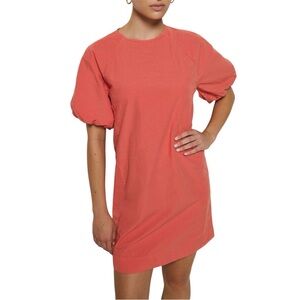 Nation Minnie Dress Coral Puff Sleeve Size NWT